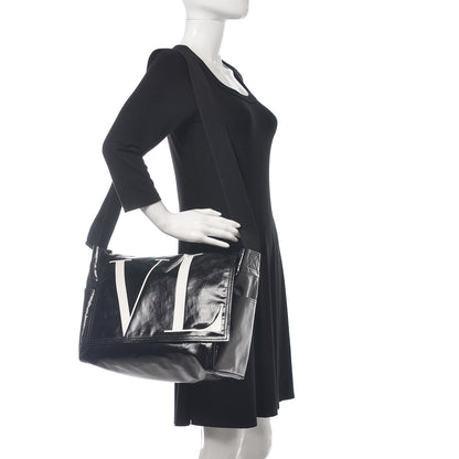 Valentino Garavani Shiny Canvas VLTN Medium Messenger Bag Black 2 of 8