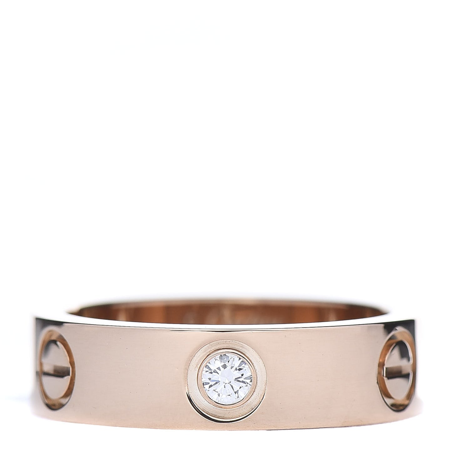 18K Pink Gold 3 Diamond 5.5mm LOVE Ring 55 7.25