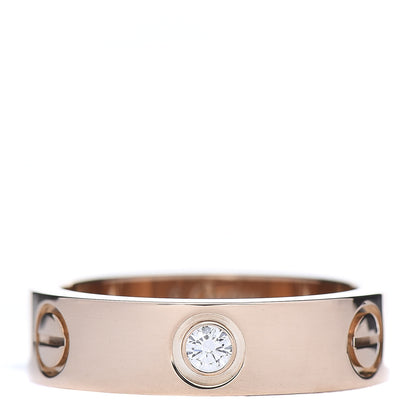 Cartier 18K Pink Gold 3 Diamond 5.5mm LOVE Ring 55 7.25 1 of 5