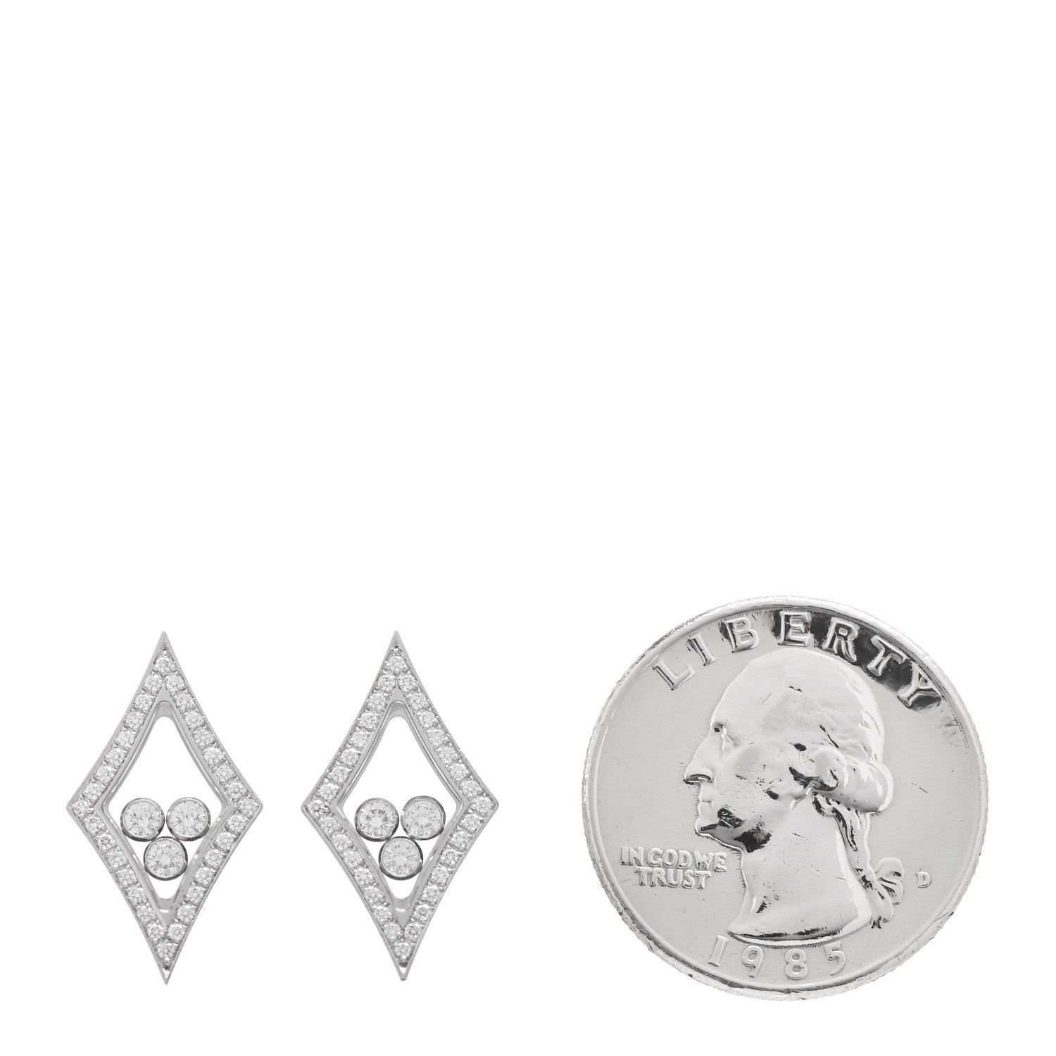 Chopard 18K White Gold Diamond Happy Icons Marquise Earrings 2 of 4