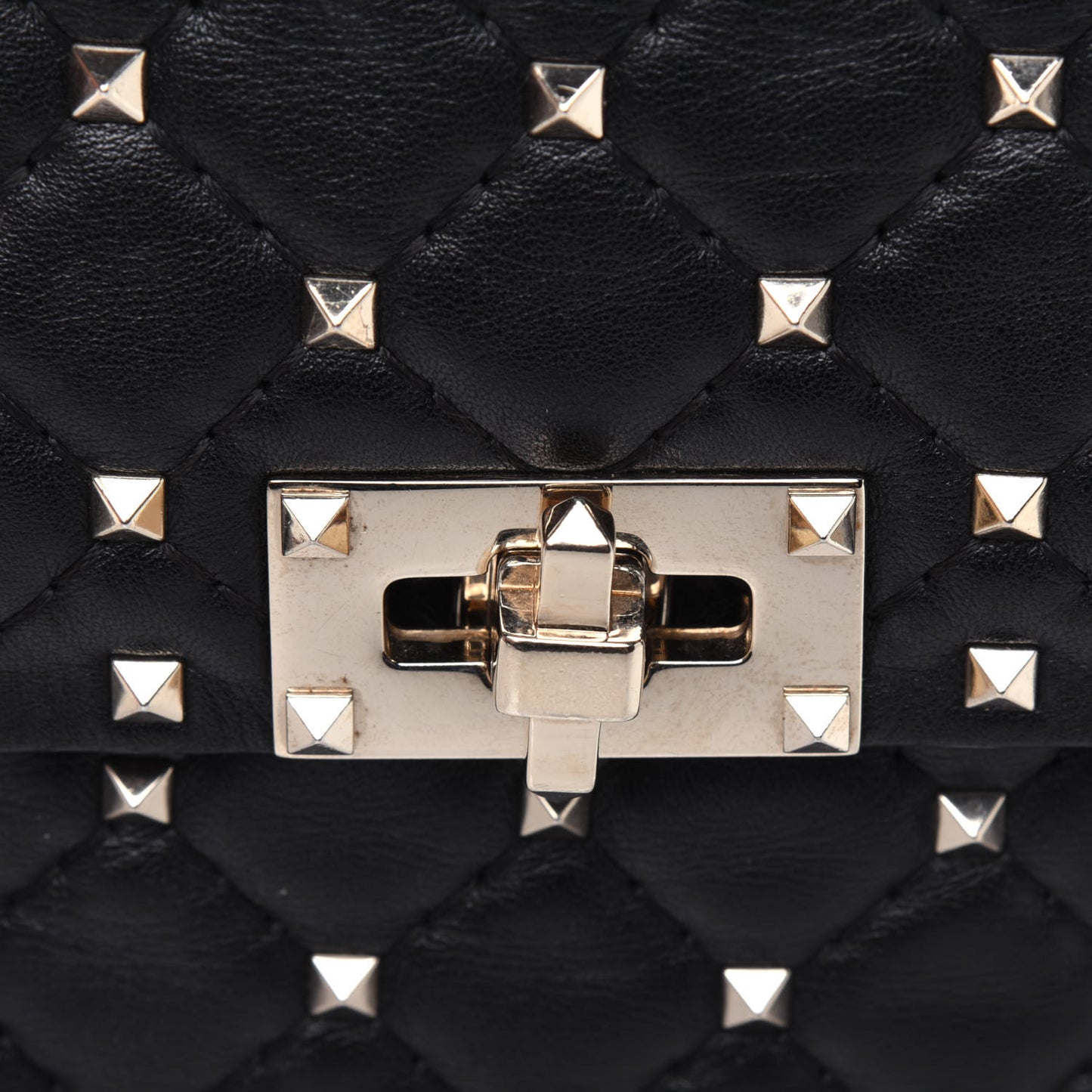 Lambskin Medium Rockstud Spike Shoulder Bag Black