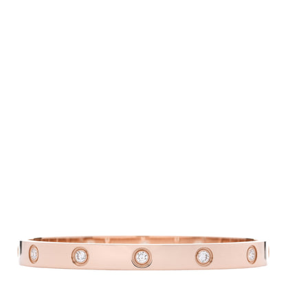 Cartier 18K Pink Gold 10 Diamond LOVE Bracelet 17 1 of 10