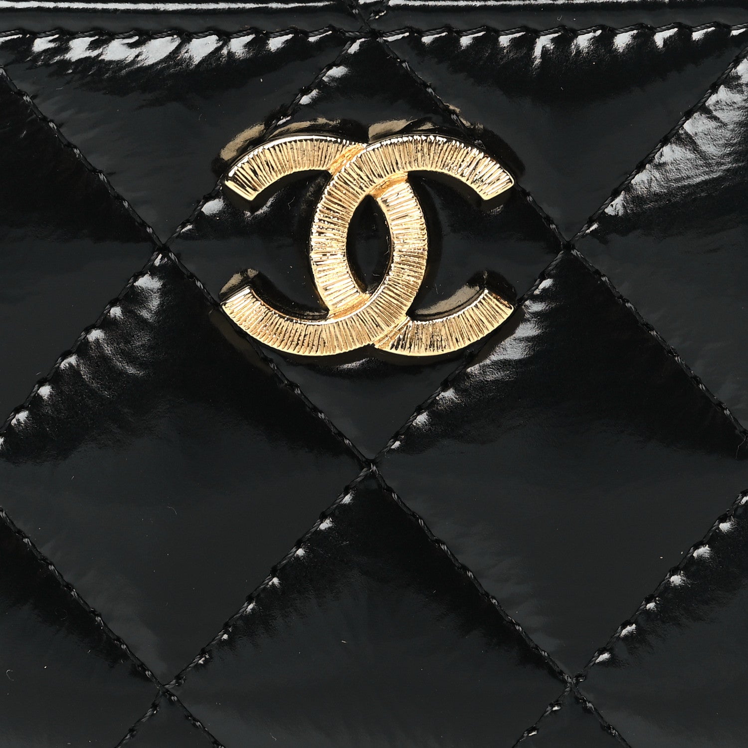 Chanel Shiny Lambskin Quilted Textured CC Zip Coin Purse Black 8 of 9