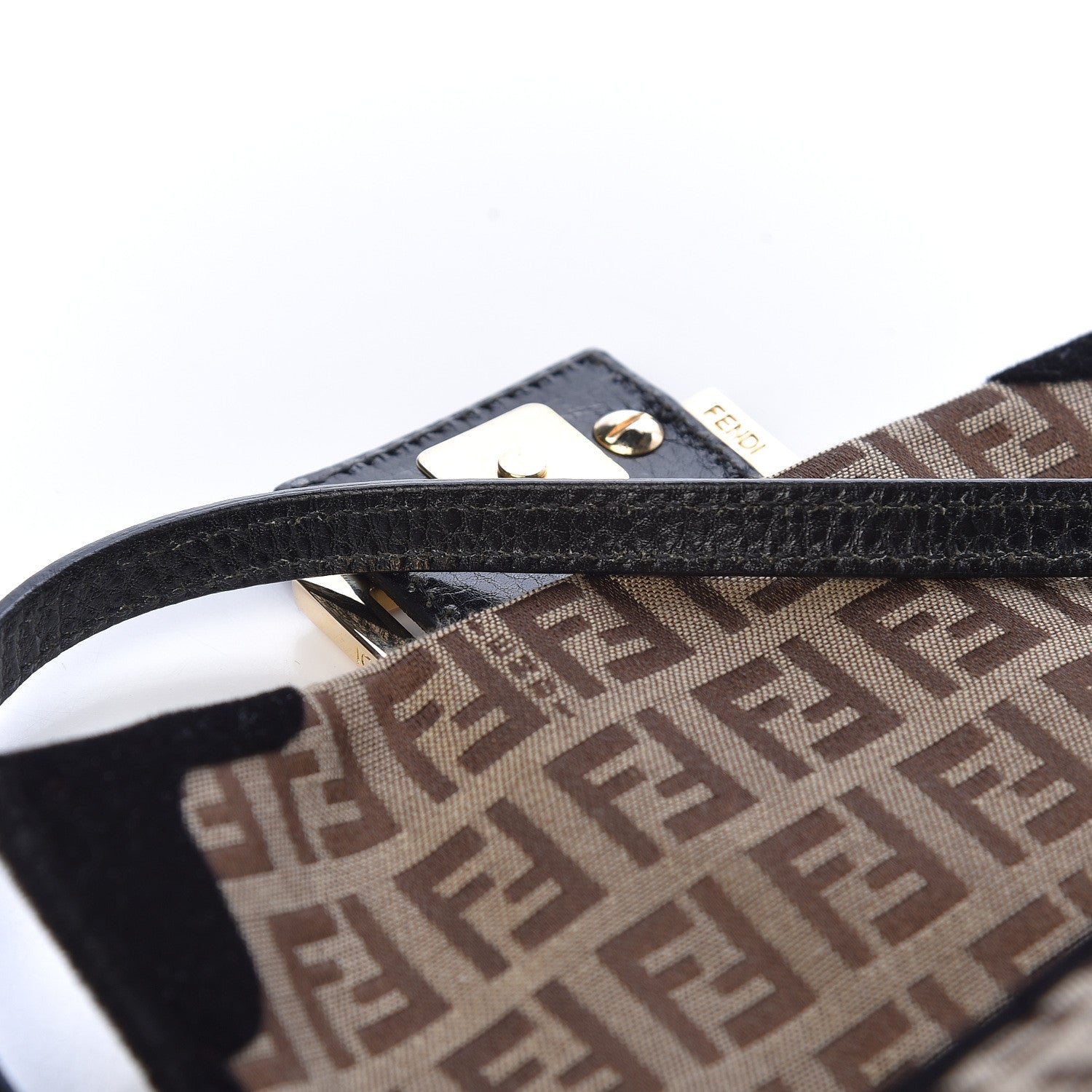 Fendi Zucchino Velvet Vitello Mini Mama Tube Bag Mogano Panna Black 11 of 11