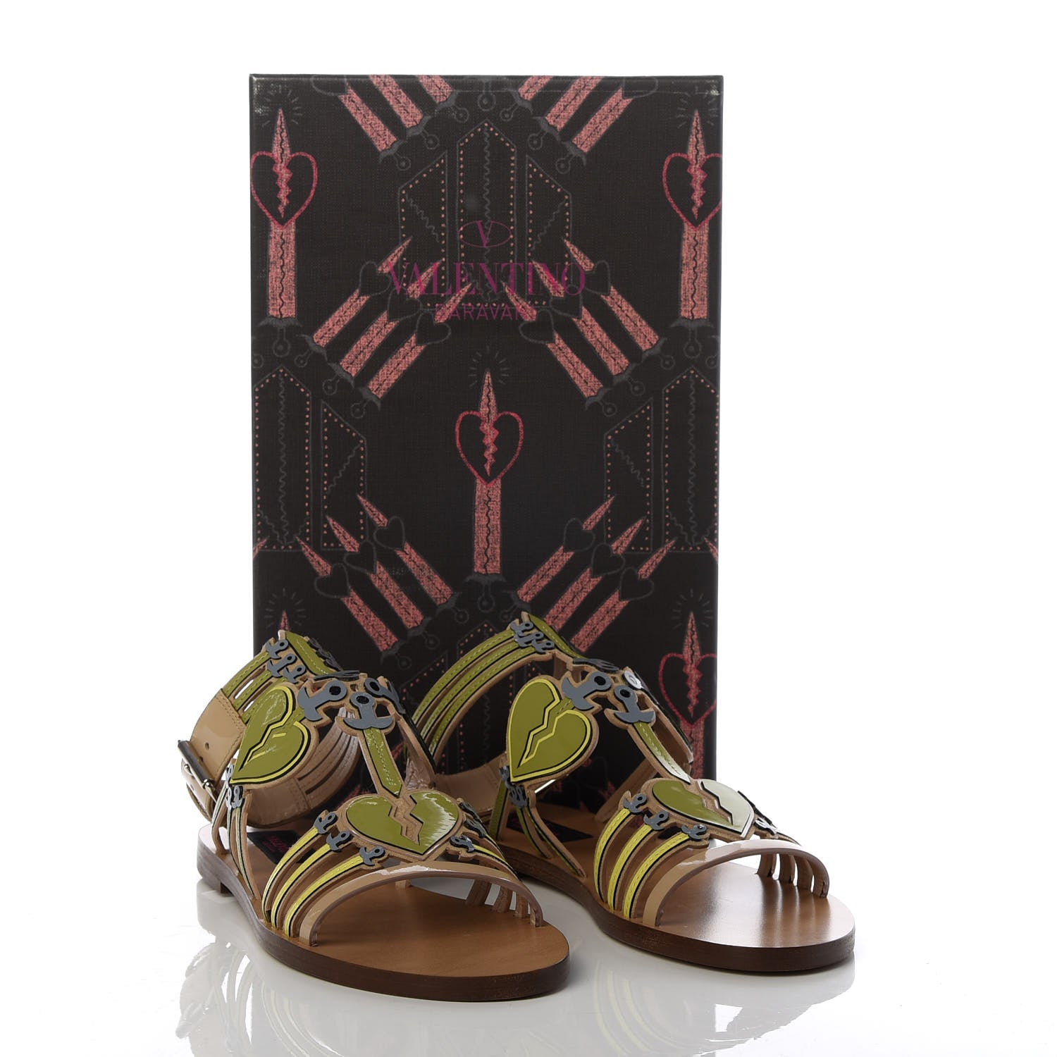 Valentino Garavani Patent Loveblade Caged Flat Sandals 36 Camel Rose 10 of 10