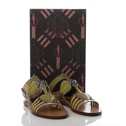 Valentino Garavani Patent Loveblade Caged Flat Sandals 36 Camel Rose 10 of 10