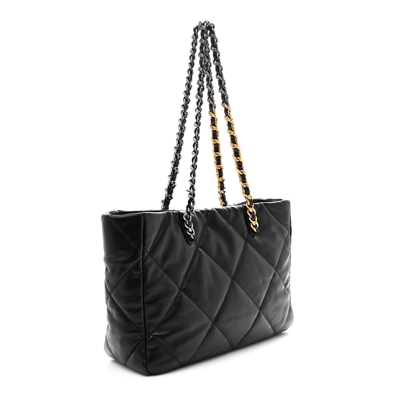 Chanel Lambskin Quilted Chanel 19 East West Shopping Bag Black 3 of 11