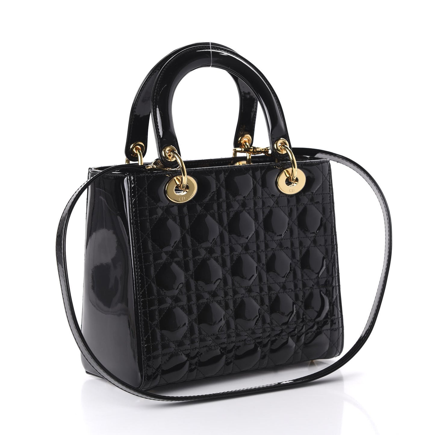 Patent Cannage Medium Lady Dior Black
