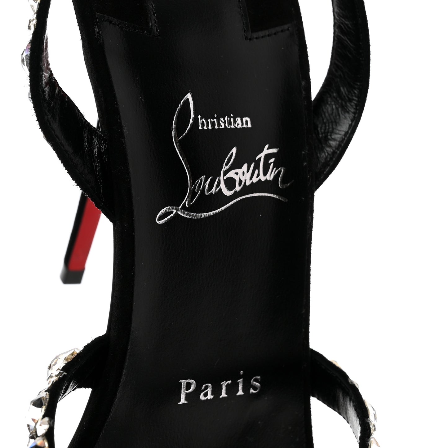 Veau Velours Crystal Embellished Emilie 100 Sandals 38 Black