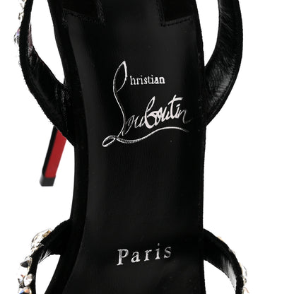 Christian Louboutin Veau Velours Crystal Embellished Emilie 100 Sandals 38 Black 6 of 9
