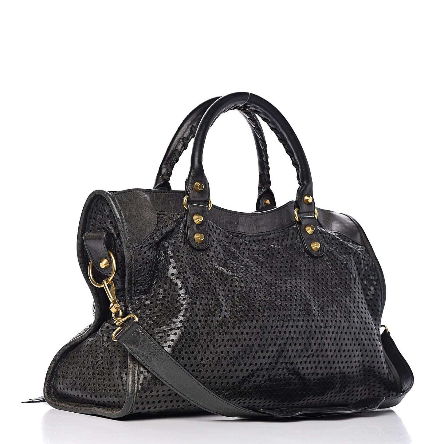 Agneau Laser Cut Cross Classic Gold Hardware City Black