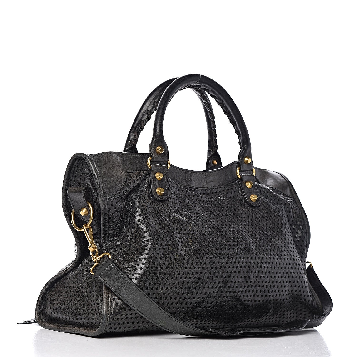 Balenciaga Agneau Laser Cut Cross Classic Gold Hardware City Black 3 of 16