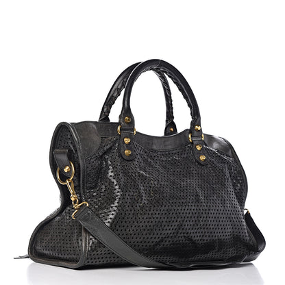 Balenciaga Agneau Laser Cut Cross Classic Gold Hardware City Black 3 of 16