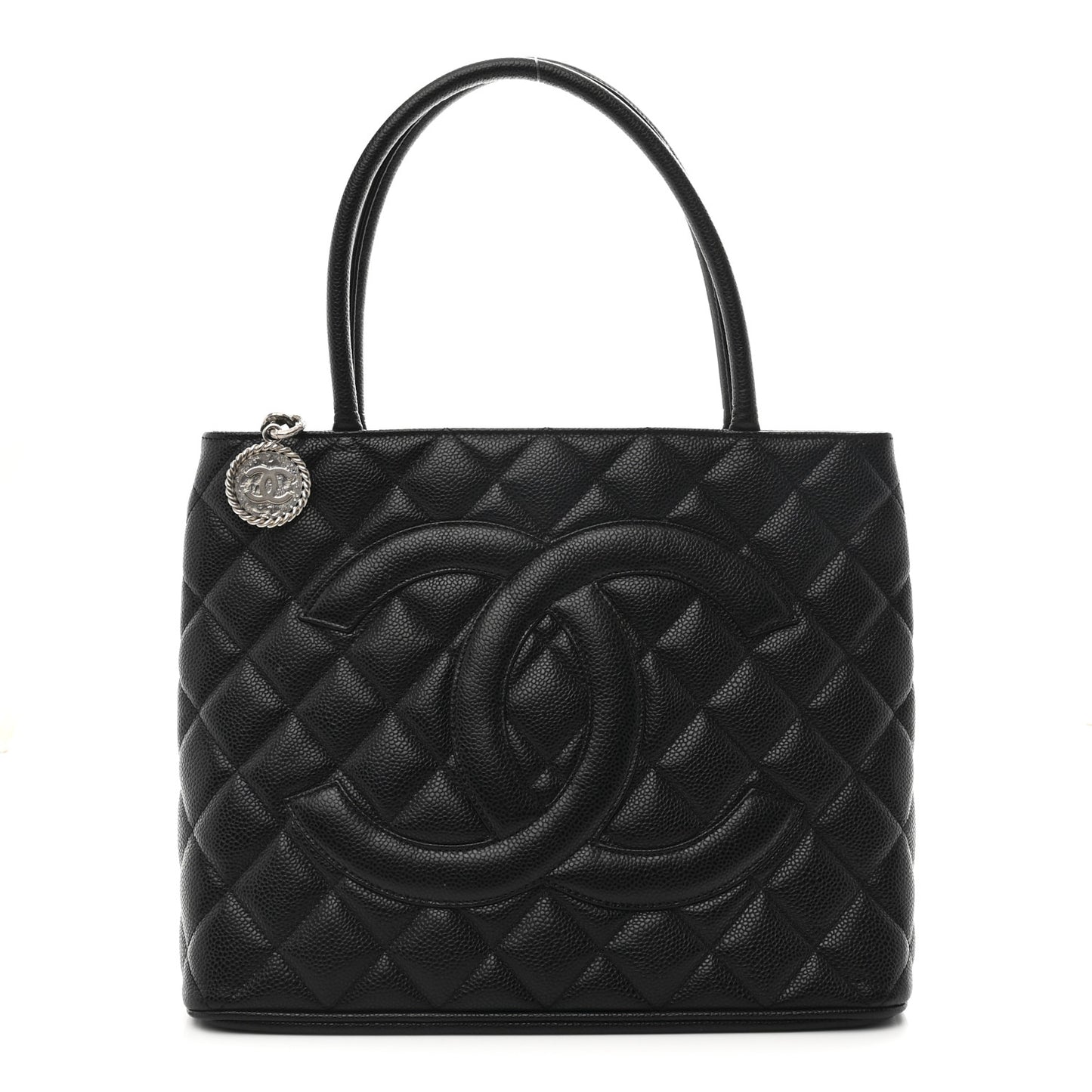 Caviar Quilted Medallion Tote Black