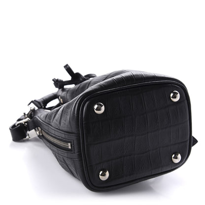 Saint Laurent Calfskin Crocodile Embossed Small Emmanuelle Bucket Bag Black 5 of 11