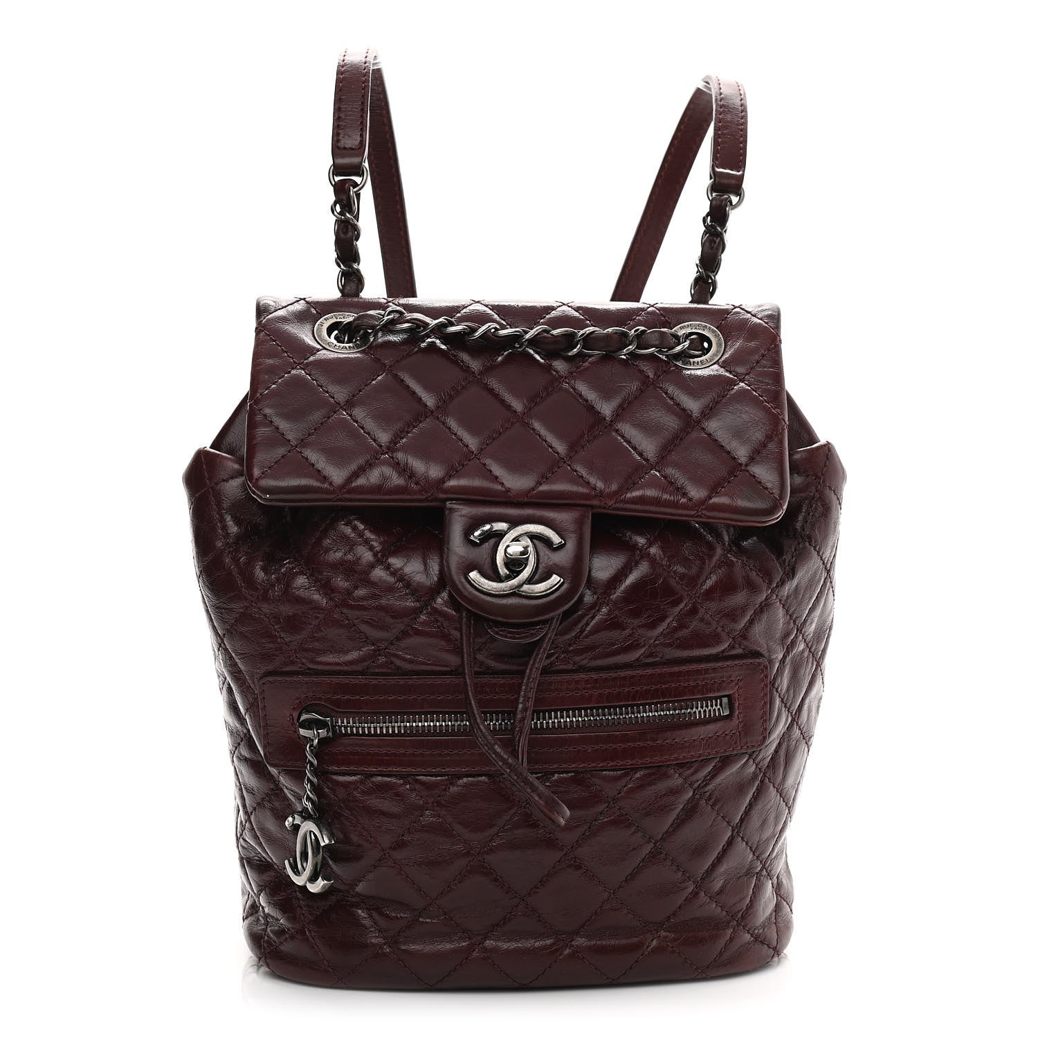Chanel Glazed Calfskin Quilted Small Salzburg Backpack Burgundy 1 of 11
