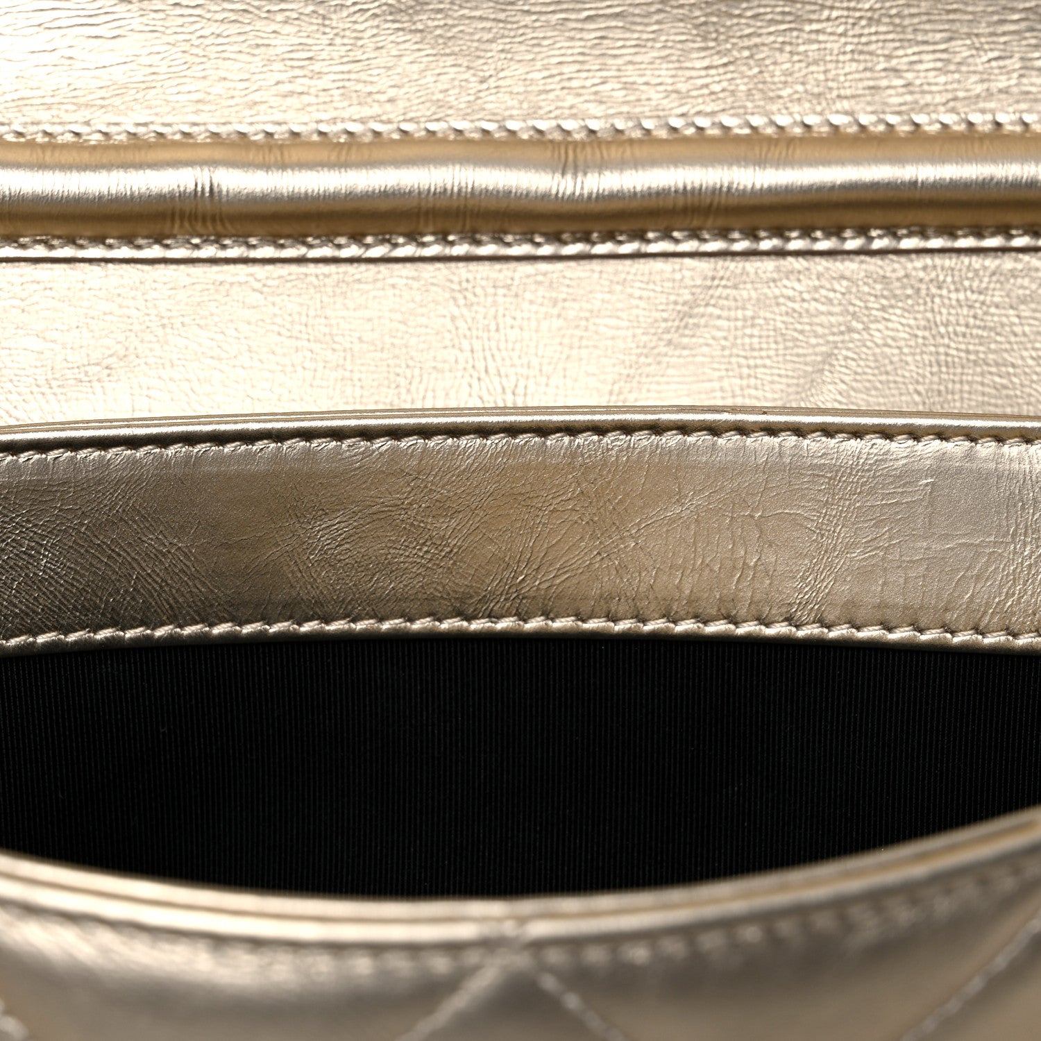 Chanel Metallalized Calfskin Quilted Retro Label Clutch Light Gold 12 of 14