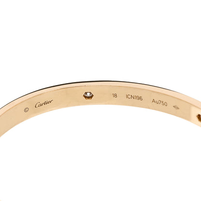 Cartier 18K Yellow Gold 4 Diamond LOVE Bracelet 18 5 of 8