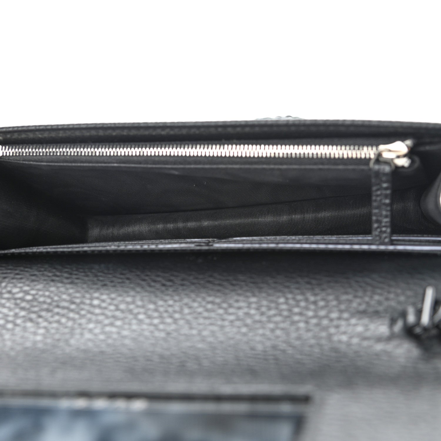 Gucci Dollar Calfskin Enamel Monochrome Mini GG Marmont Chain Wallet Black 5 of 12