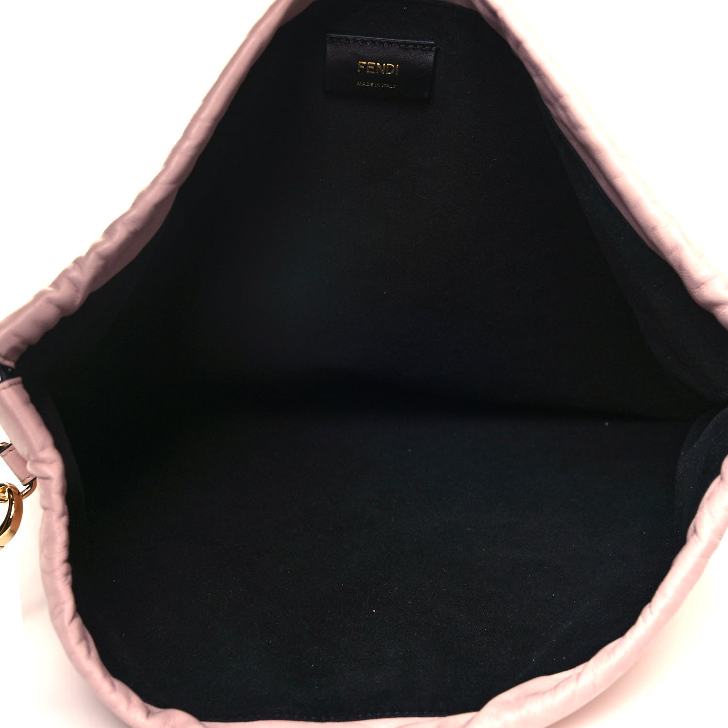 Fendi Soft Nappa Logo Medium Drawstring Pouch Bag Rosa Quarzo Black 5 of 9