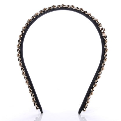 Chanel Metal Lambskin CC Turnlock Chain Headband Gold Black 3 of 6