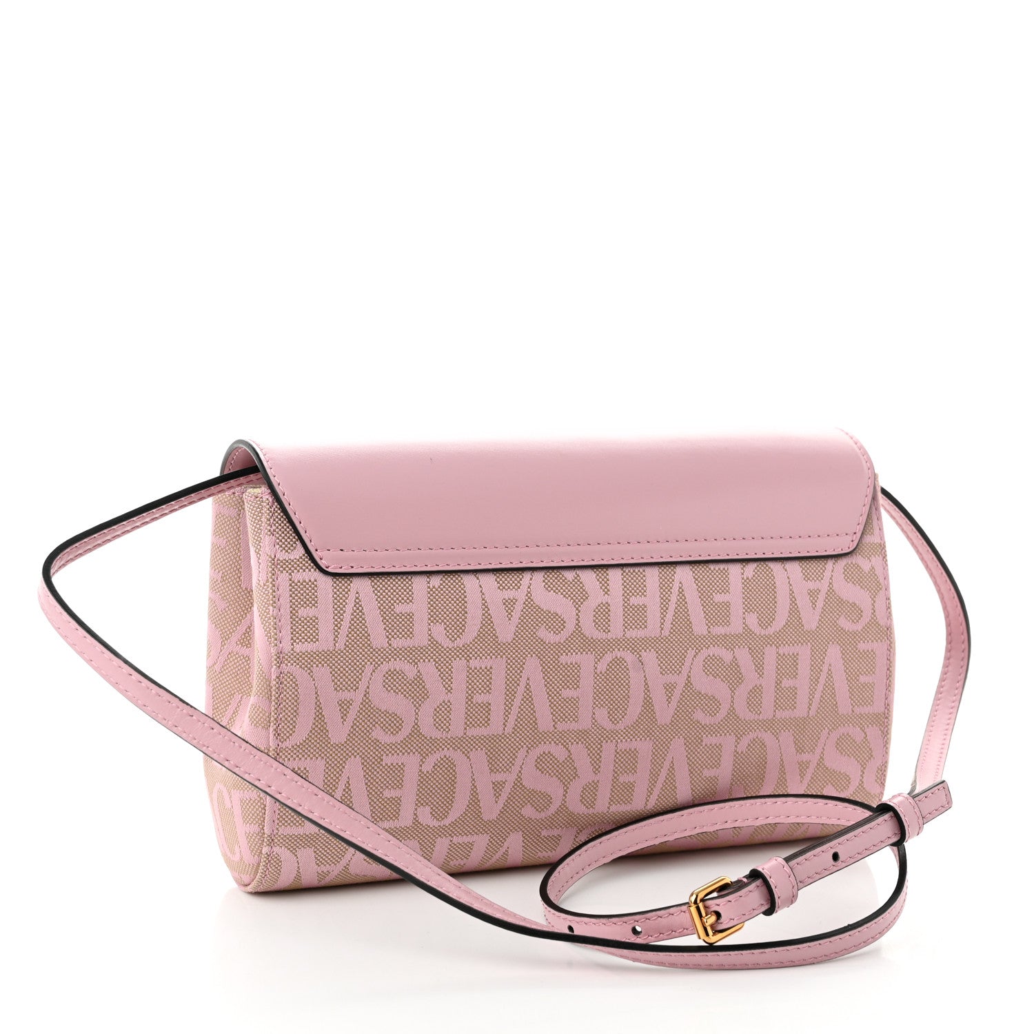 Versace Calfskin Canvas Allover La Medusa Crossbody Bag Pink 3 of 9