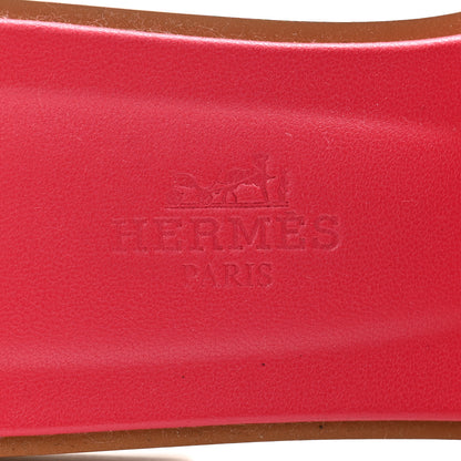 Hermes Toile H Oran Fringe Sandals 35 Framboise 5 of 11