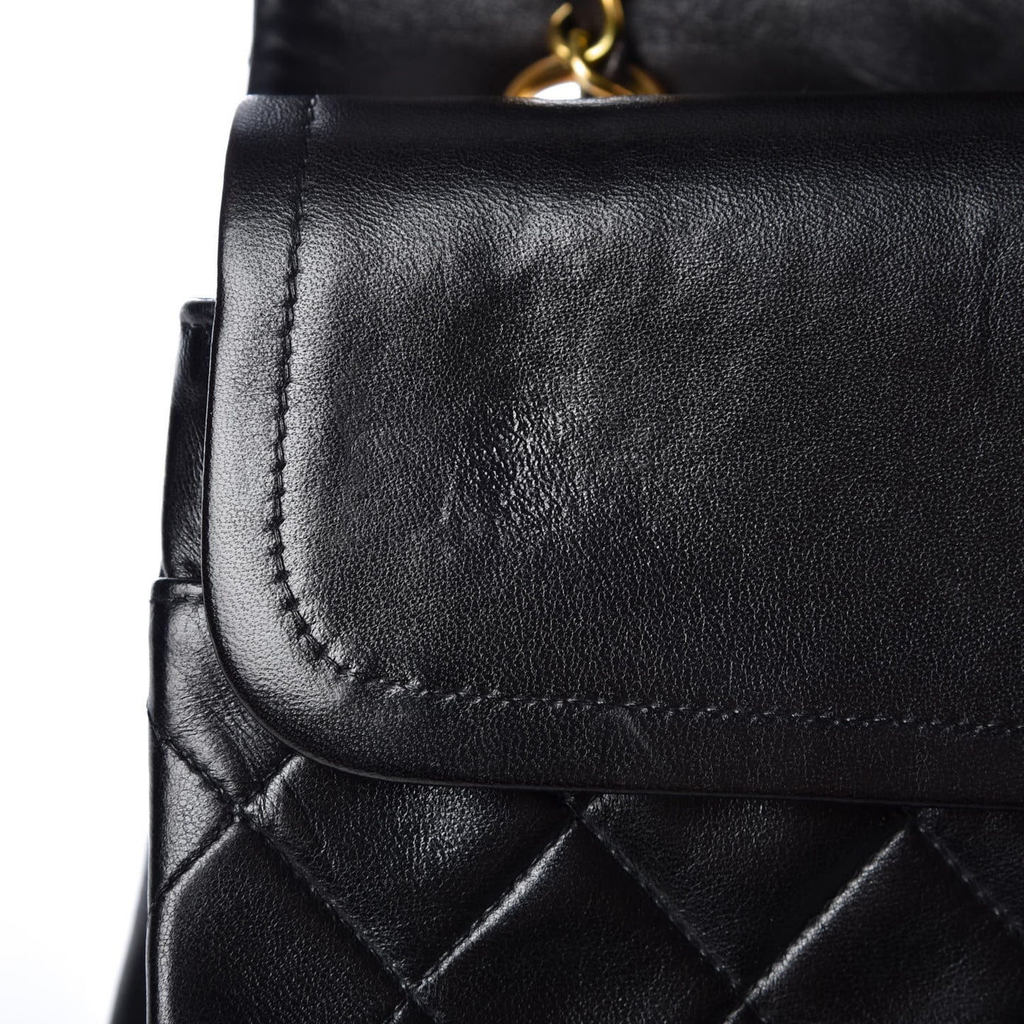 Lambskin Quilted Medium Double Flap Black