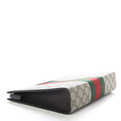 Gucci GG Supreme Monogram Selleria Calfskin Web New Web Cosmetic Case Beige Ebony Cocoa 4 of 6