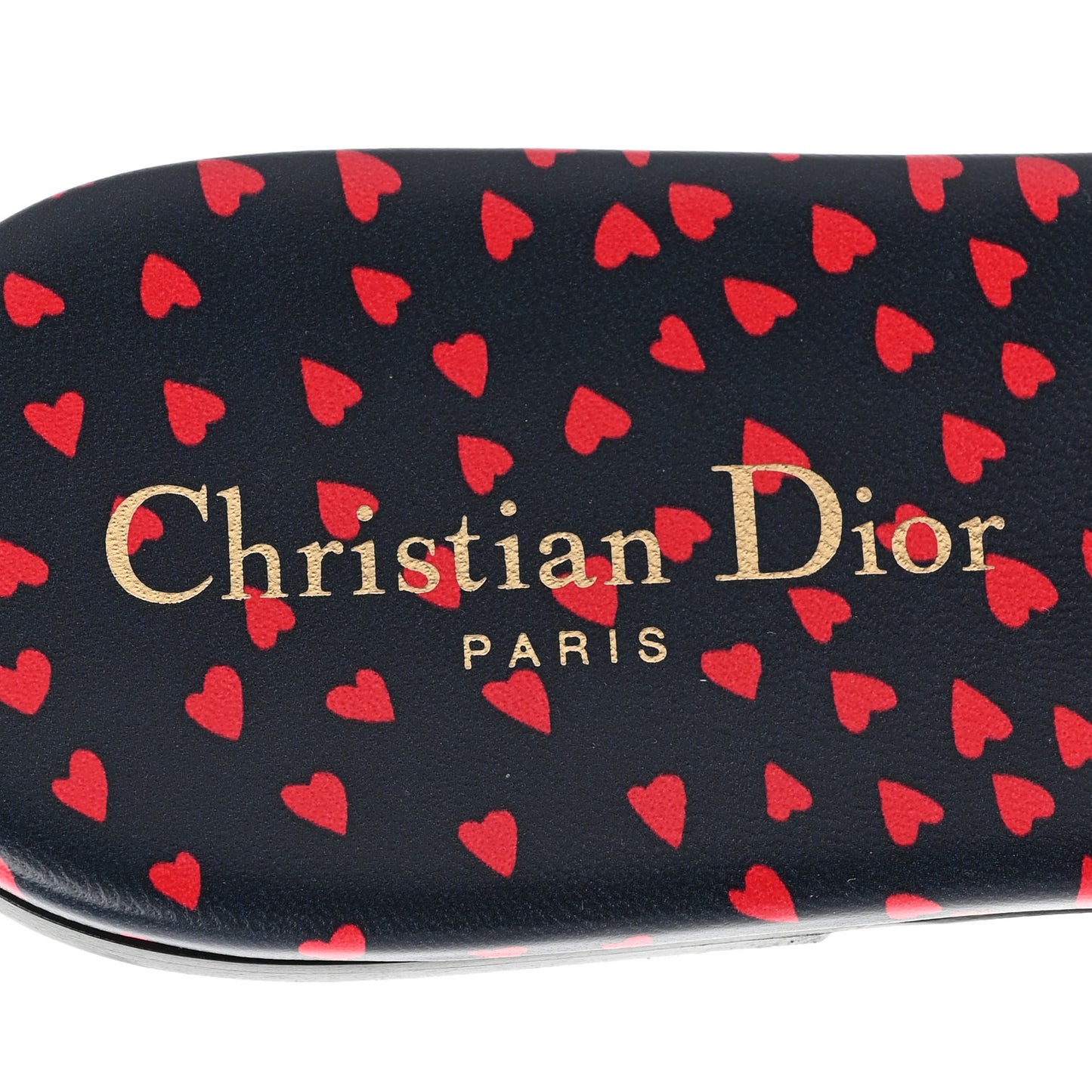 Canvas Pop Heart I Love Paris Embroidered Dway Flat Slide Sandals 41 Deep Blue Red