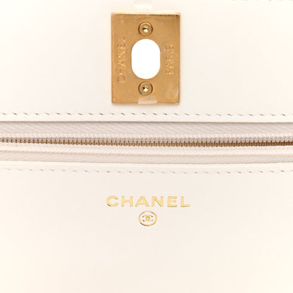 Chanel Lambskin Quilted CC Wallet On Chain WOC White 5 of 11