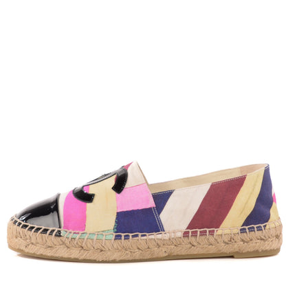 Chanel Toile Striped CC Espadrilles 38 Multicolor Black 1 of 9