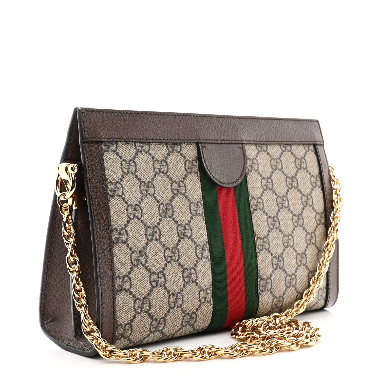Gucci GG Supreme Monogram Web Small Ophidia Chain Shoulder Bag Brown 3 of 11