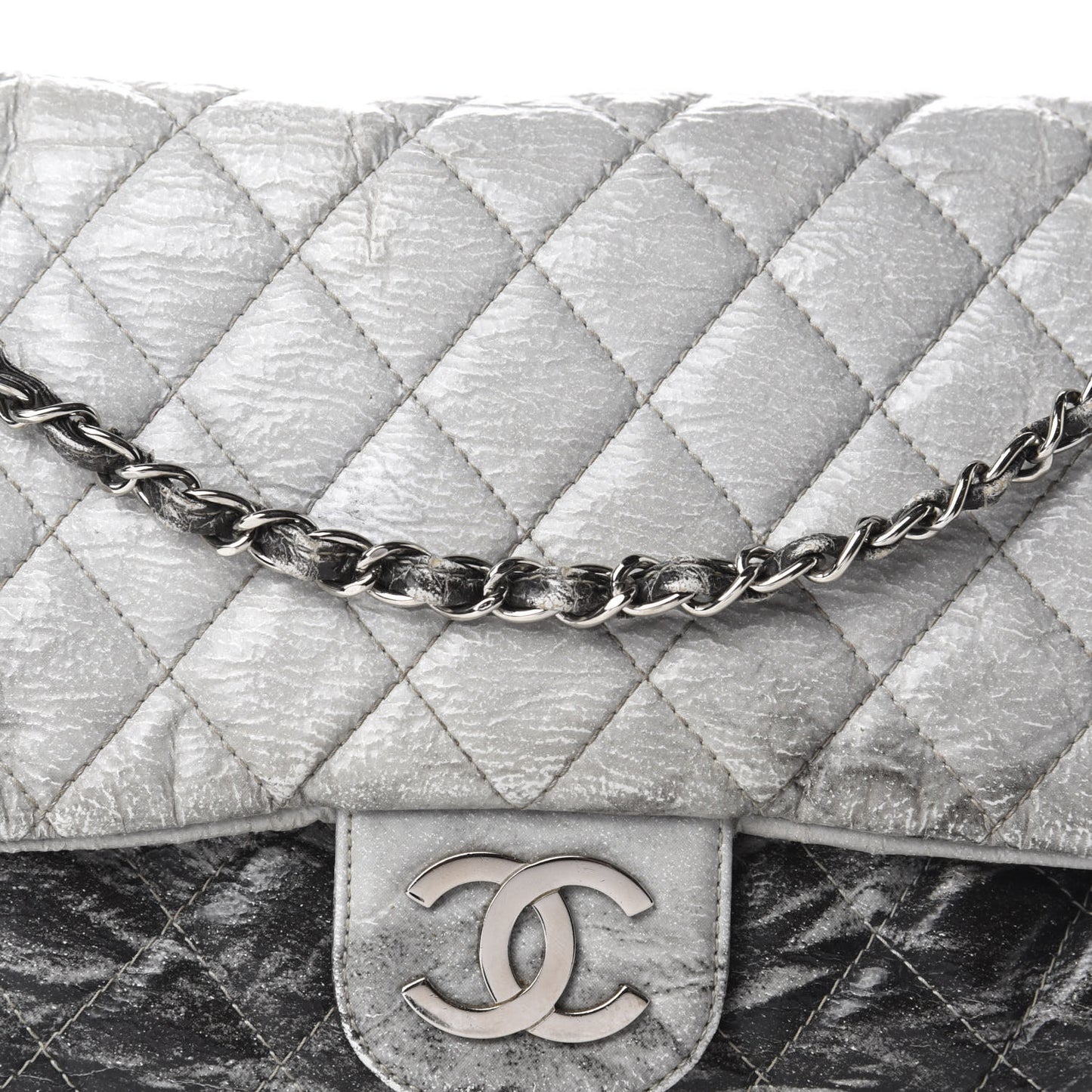 Vinyl Quilted Jumbo Melrose Degrade Flap Black