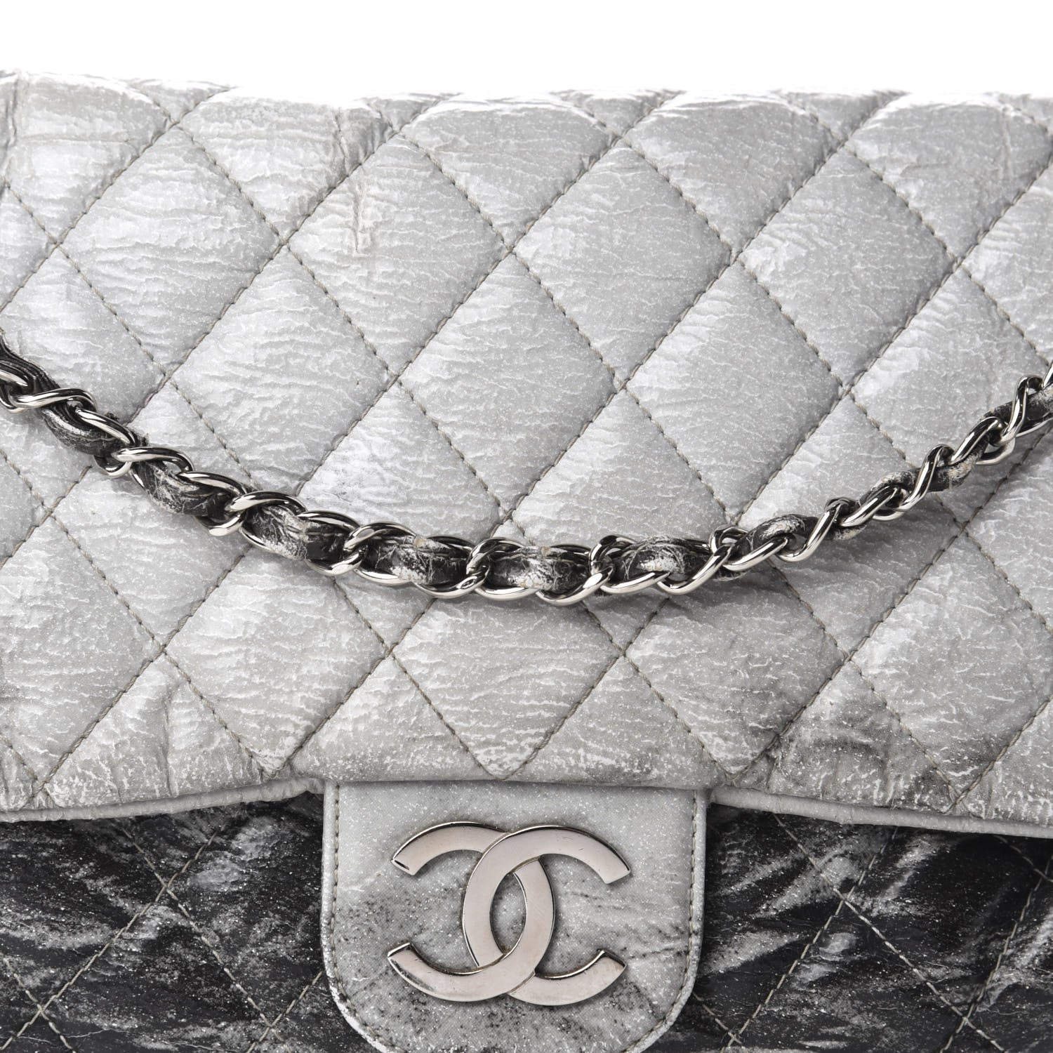 Chanel Vinyl Quilted Jumbo Melrose Degrade Flap Black 16 of 16