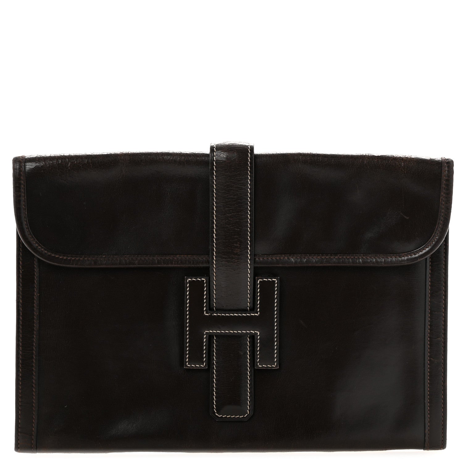 Hermes Box Jige GM Clutch Chocolate 1 of 14