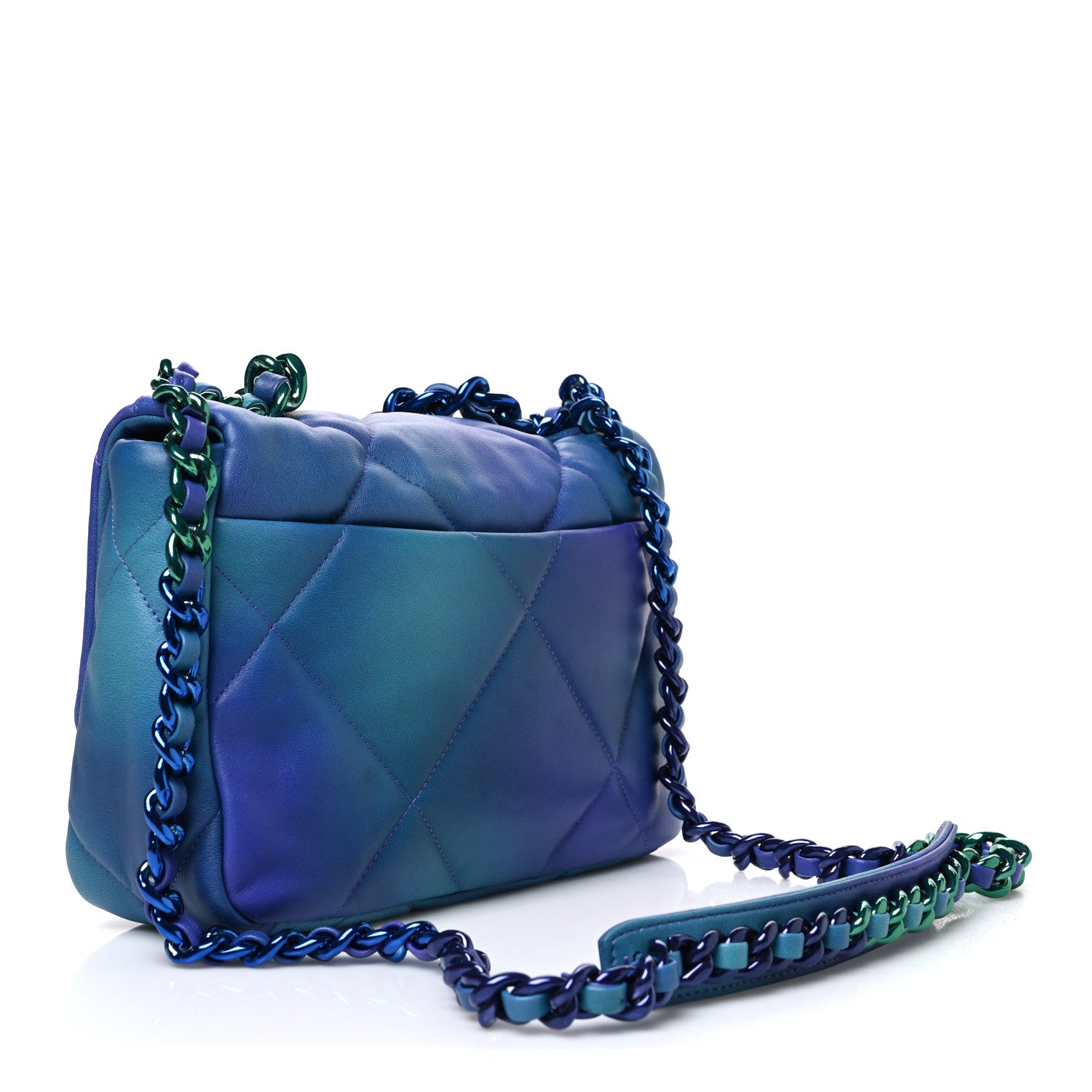 Chanel Tie Dye Calfskin Quilted Medium Chanel 19 Flap Blue Purple 3 of 10