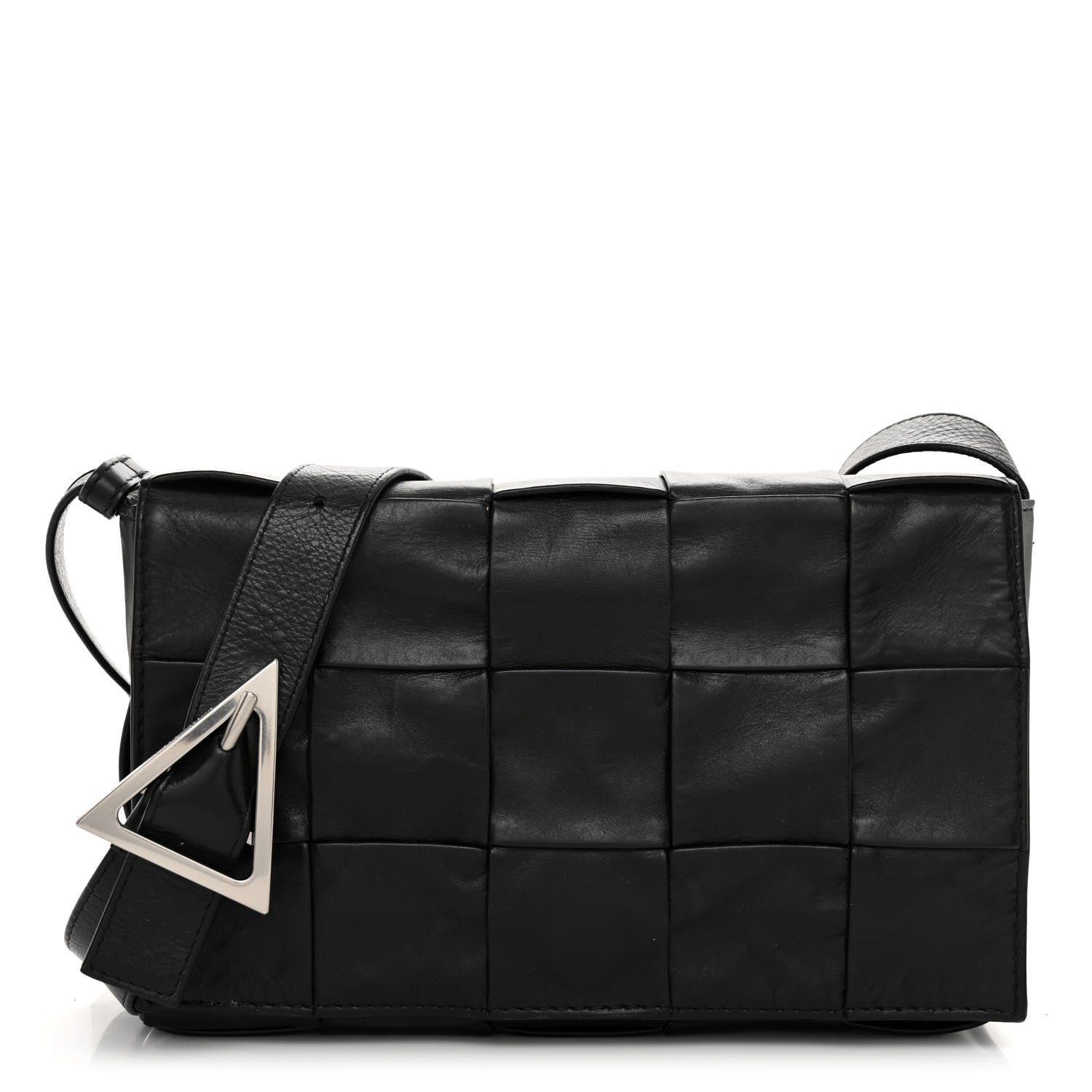 Bottega Veneta Paper Calfskin Maxi Intreccio Cassette Crossbody Bag Black 1 of 9