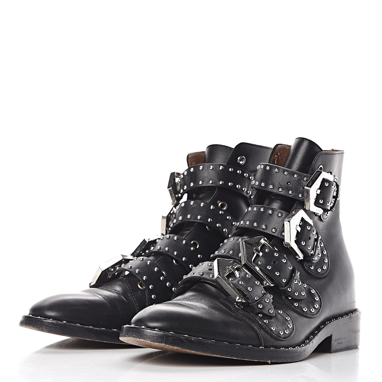 Calfskin Studded Prue Buckle Bootie 35 Black