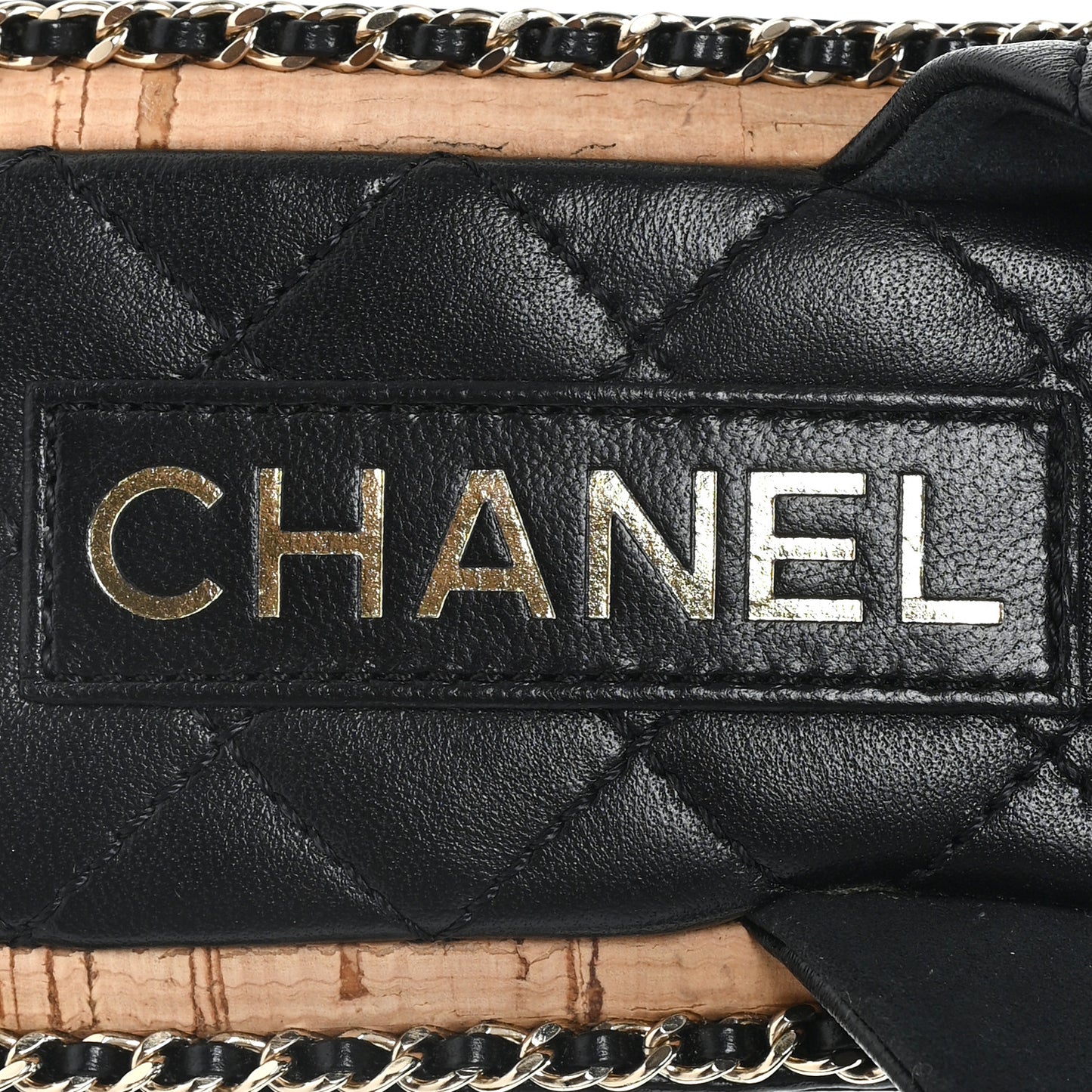 Lambskin Quilted Chain CC Sandals 39 Black