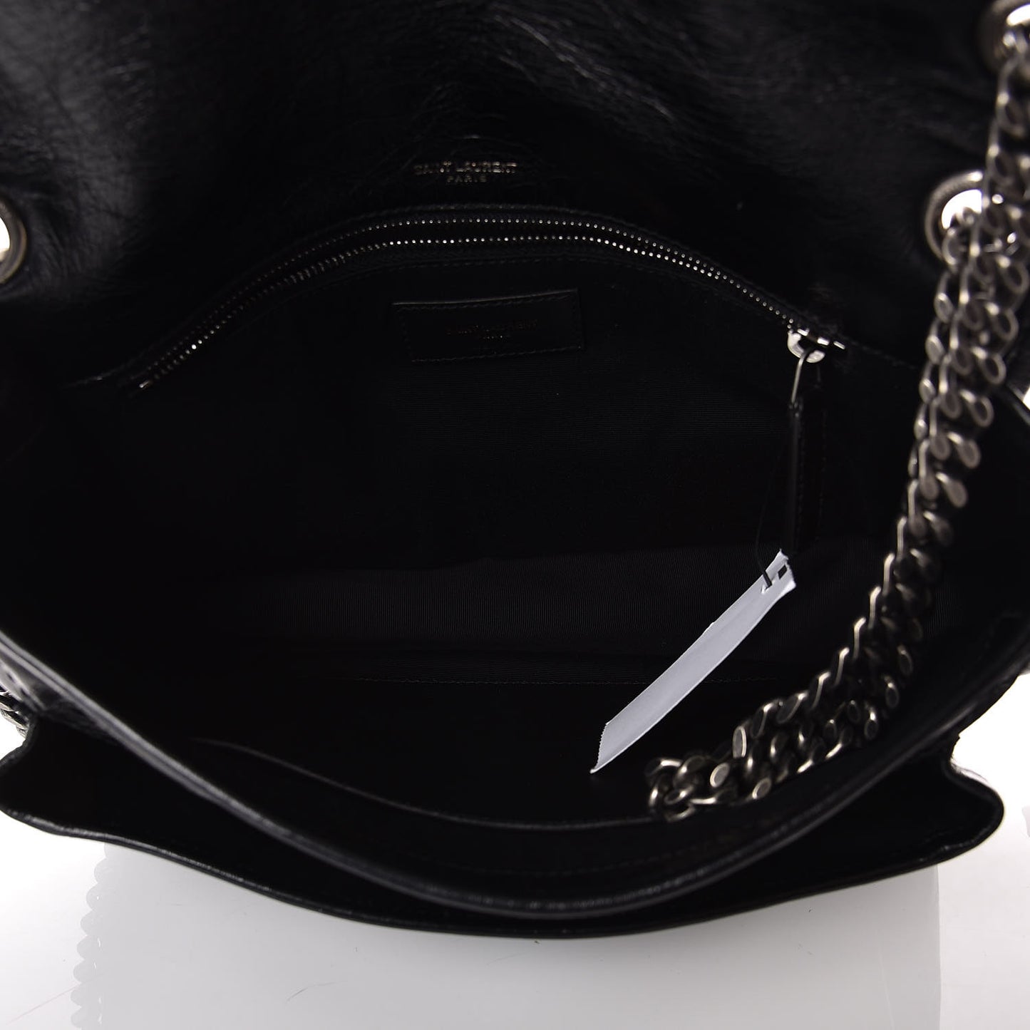 Crinkled Calfskin Matelasse Monogram Medium Niki Chain Satchel Black