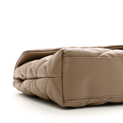 Saint Laurent Lambskin Quilted Sade Puffer Envelope Clutch Dark Beige 8 of 9