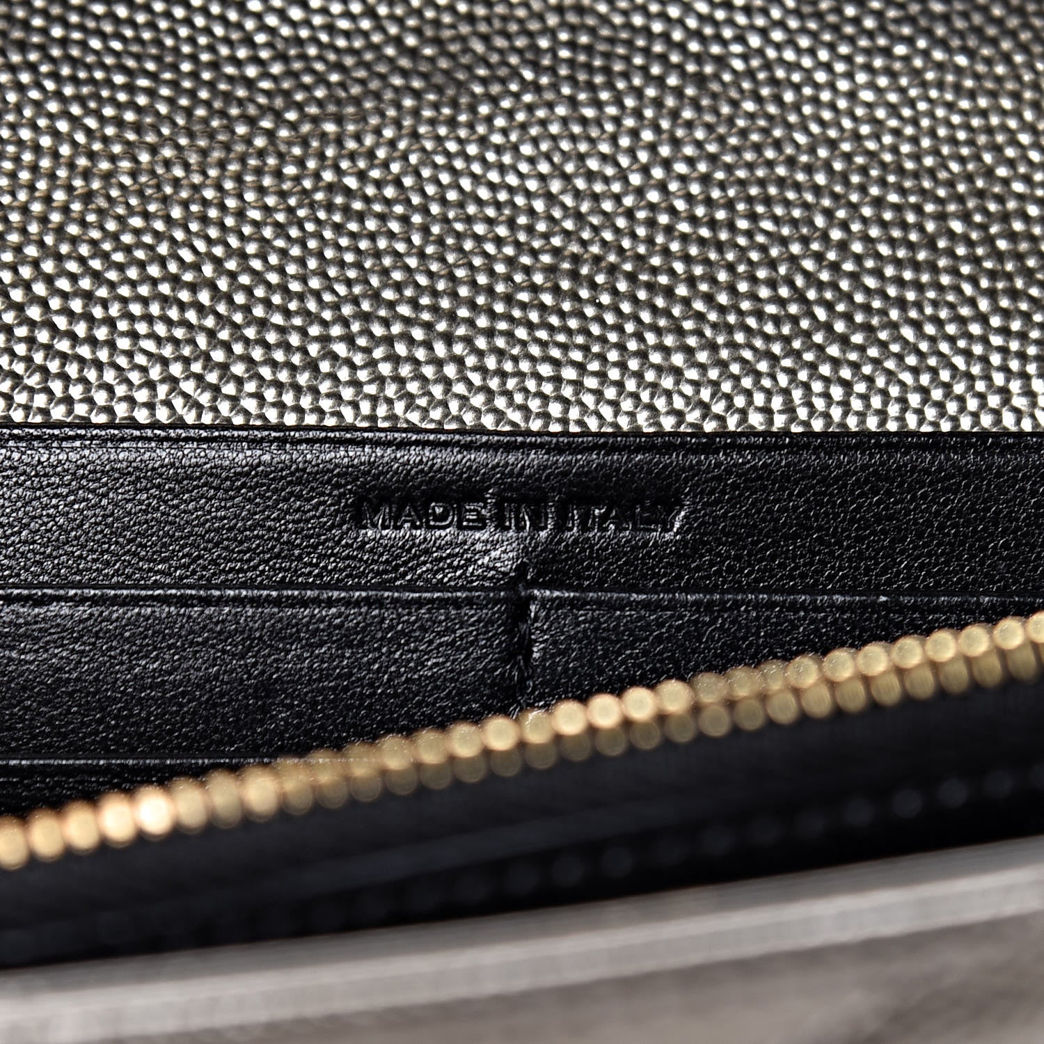 Saint Laurent Iridescent Grain De Poudre Matelasse Chevron Monogram Chain Wallet Gold 6 of 9