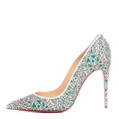 Christian Louboutin Patent Glitter Suede So Pretty 100 Pumps 39 Silver Mint 1 of 6