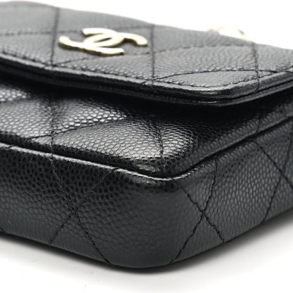 Chanel Caviar Quilted Mini Pearl On Top Coin Purse With Chain Black 11 of 14