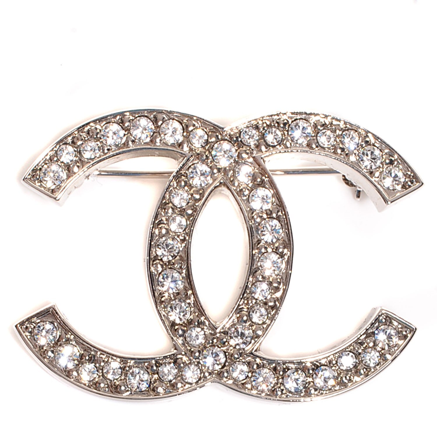 Chanel Crystal CC Brooch Silver 1 of 6