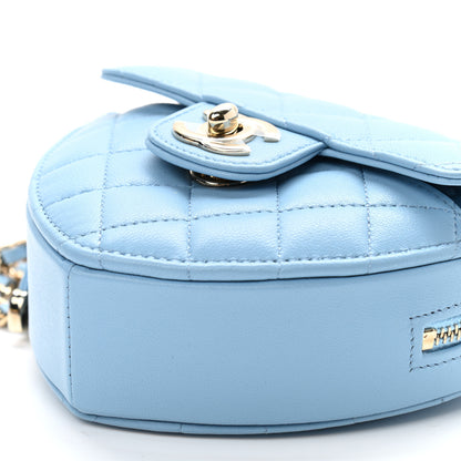Chanel Lambskin Quilted CC In Love Heart Clutch With Chain Light Blue 10 of 11