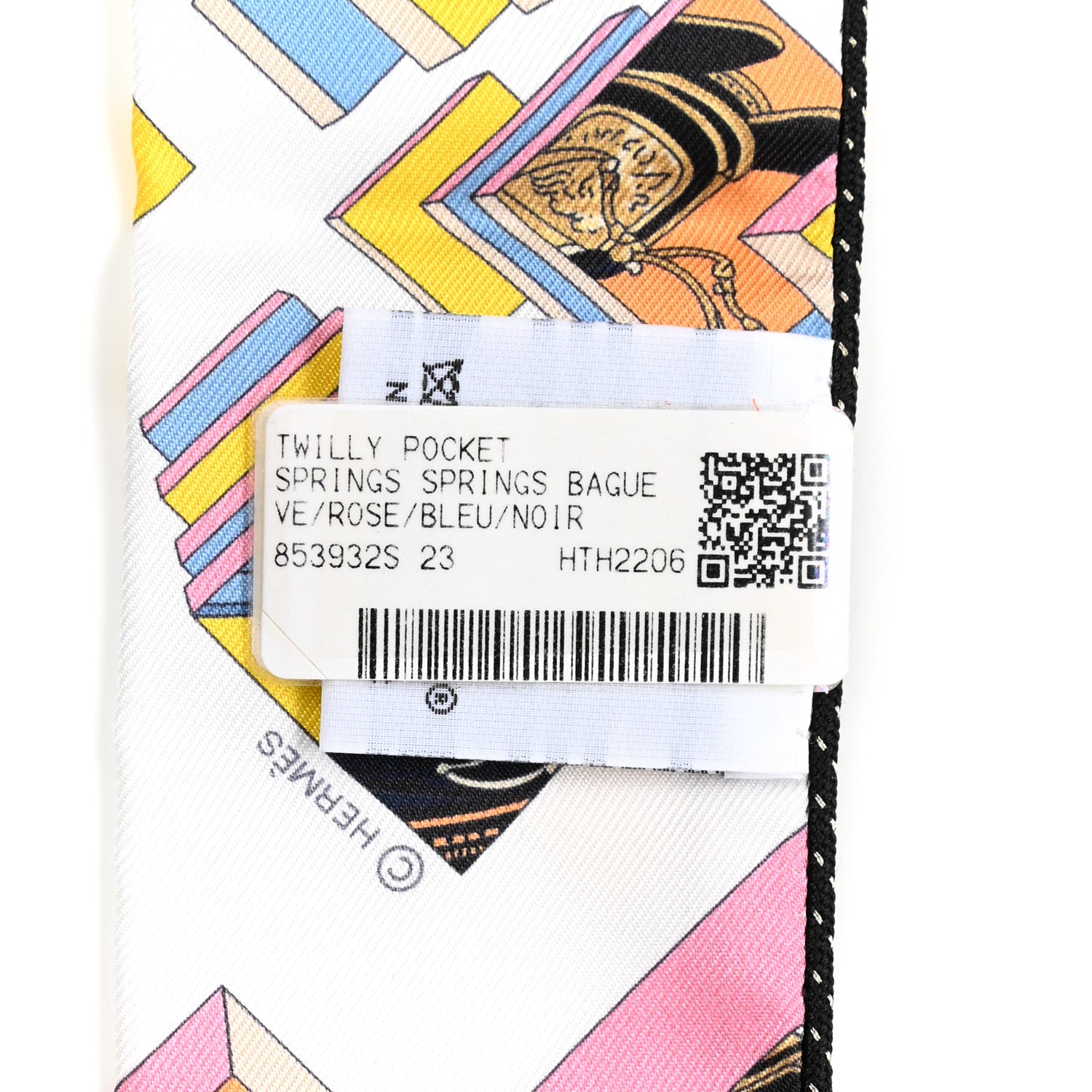 Hermes Silk Springs Springs Twilly Rose Bleu Black 3 of 3