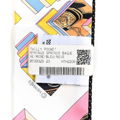 Hermes Silk Springs Springs Twilly Rose Bleu Black 3 of 3