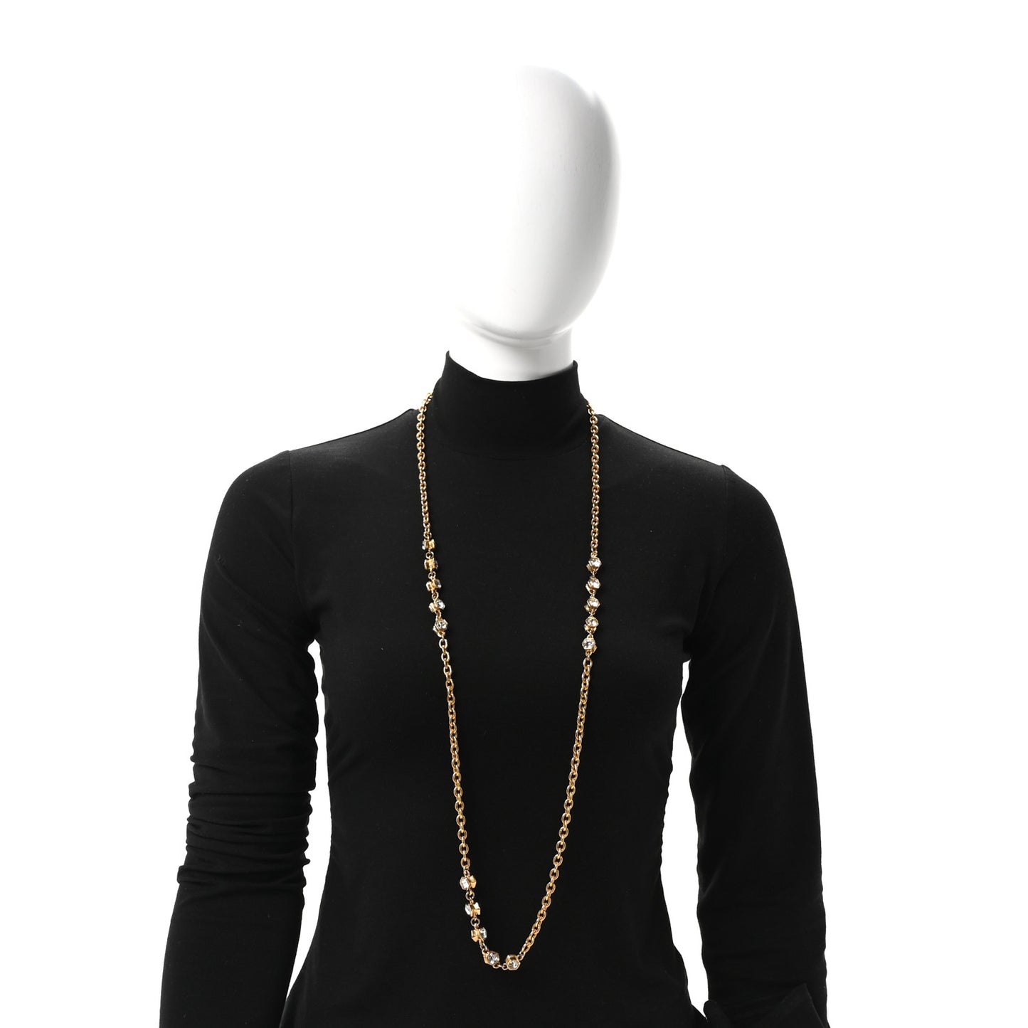 Crystal Chain Necklace Gold